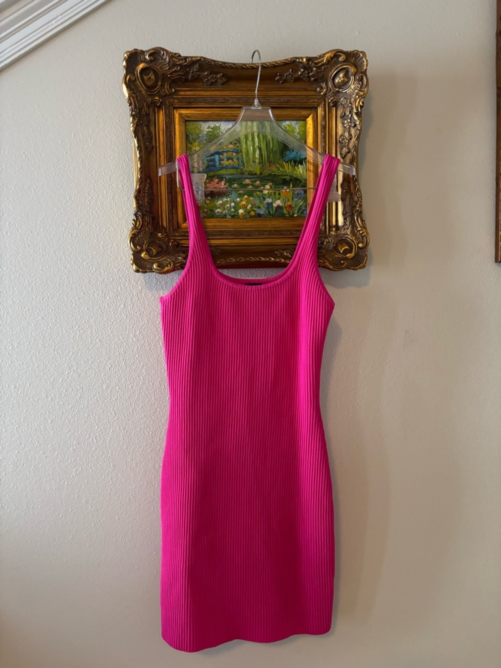 debut Hot Pink Ribbed Tank Mini Dress